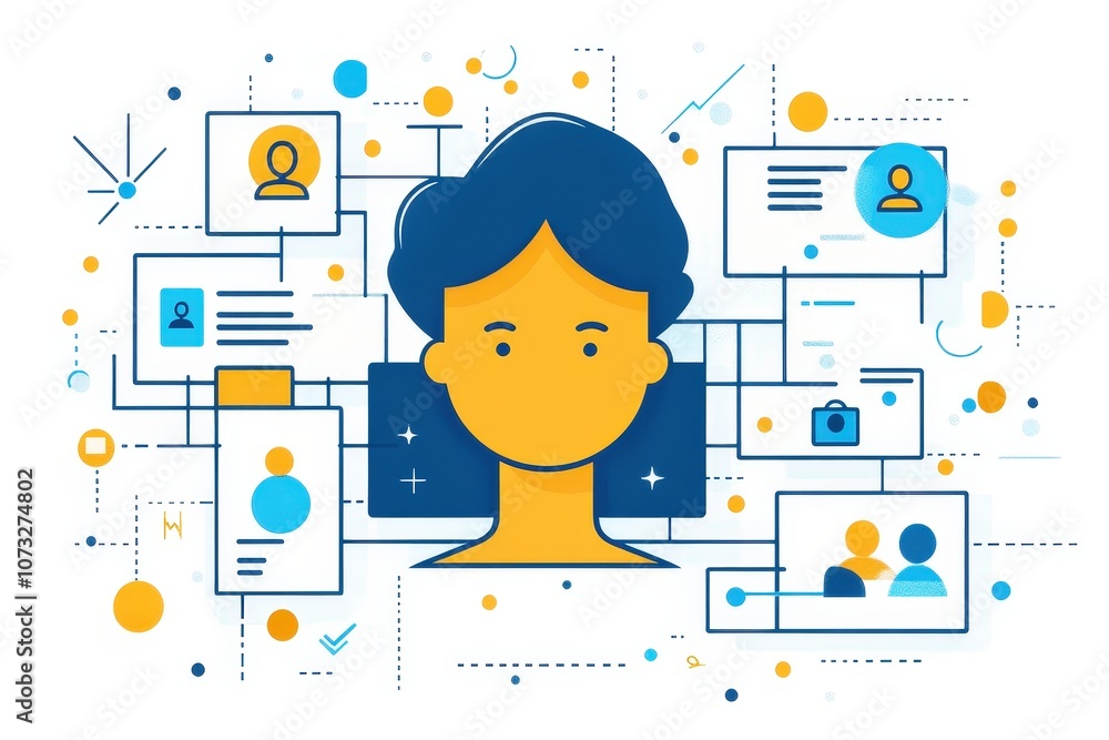 Aufkleber abstract representation of digital identity and personal information management with interconnected 
