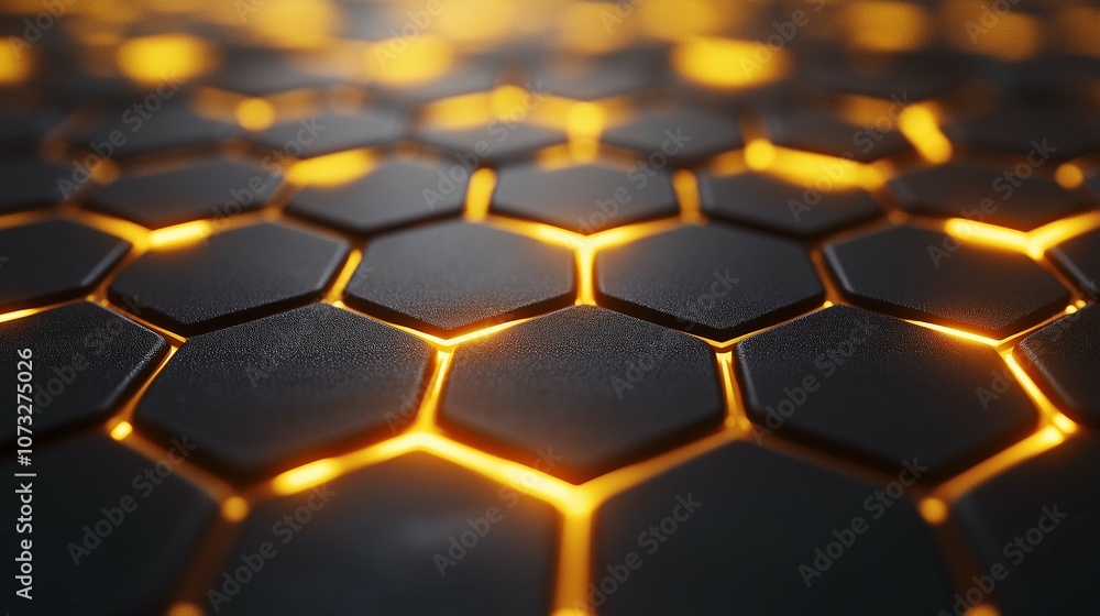 Aufkleber abstract hexagonal honeycomb pattern with glowing edges, showcasing a modern and futuristic design w