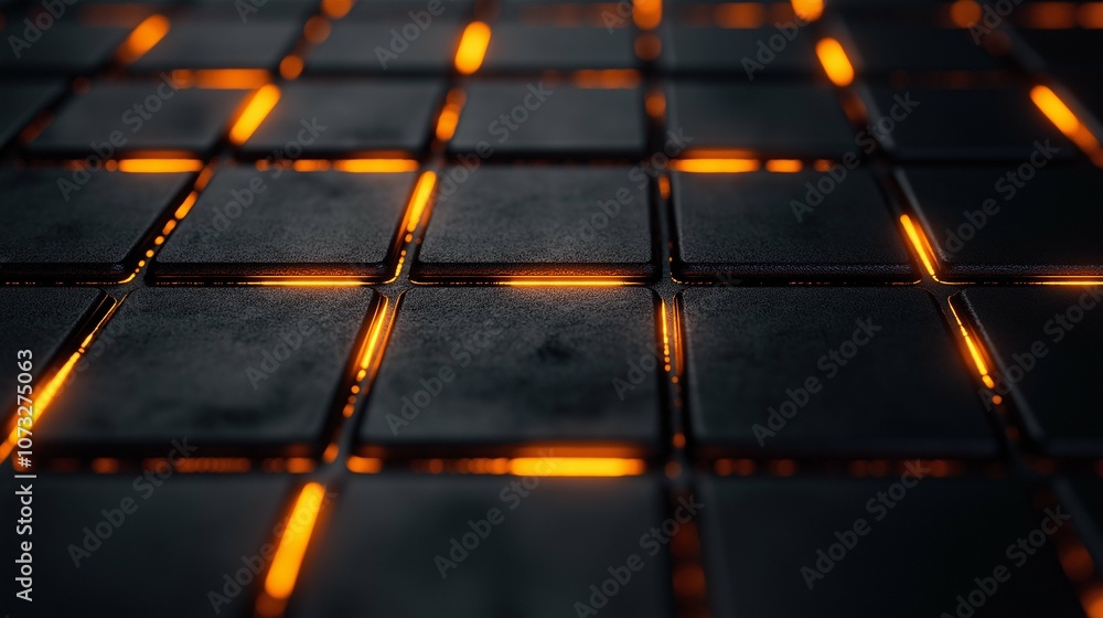 Aufkleber dark textured surface with glowing orange lines forming a modern abstract pattern, ideal for backgro