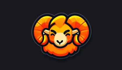 Fototapeta premium Neon Ram Icon Striking Illustration of Aries Zodiac Sign with Glowing Horns on Dark Background