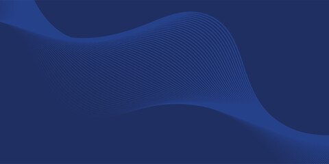 Abstract glowing wave lines on dark blue background. Dynamic wave pattern. Modern flowing wavy lines. Futuristic technology concept.