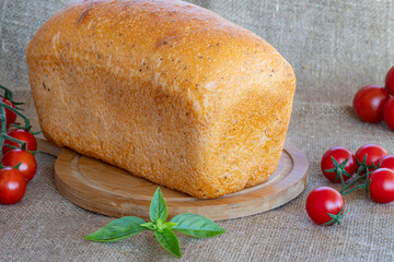 Freshly baked tomato sourdough bread