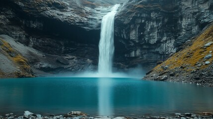 Naklejka premium relaxing waterfall in a natural background