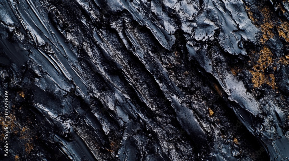 Poster abstract texture of dark, glossy surface with rich layers and intricate patterns highlighting the fu