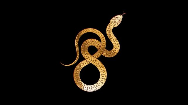 2025 snake gold glow loop animation, alpha channel