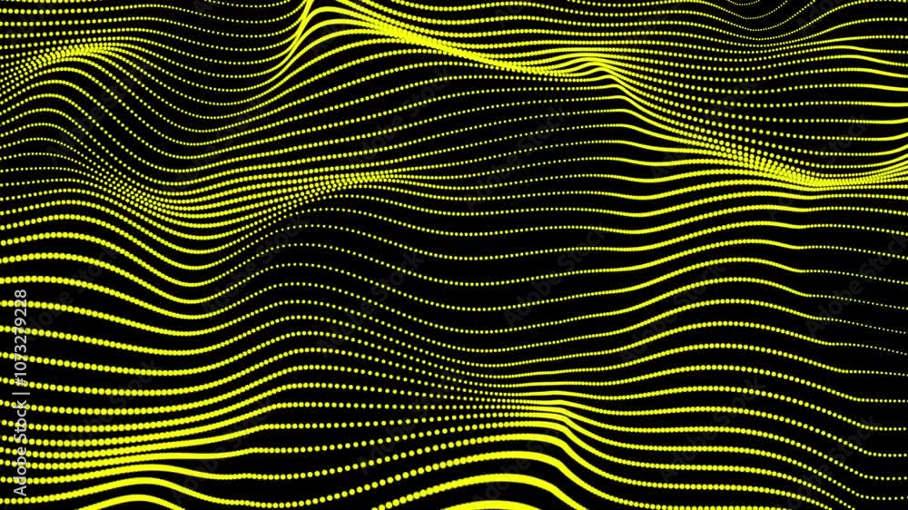 Poster abstract yellow dot line with a dynamic wave. abstract digital particle and dot wave light abstract 