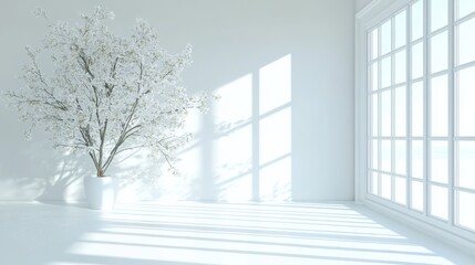 Obraz premium Smooth white background with soft shadows and subtle texture, creating a clean, sophisticated look
