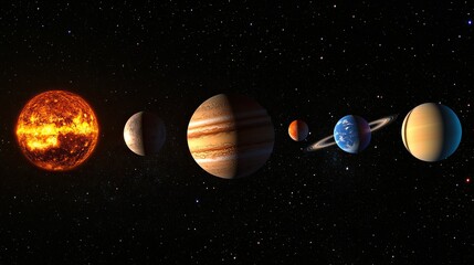 Magnificent view of outer space. High-resolution images demonstrate the creation of the planets of the solar system. 