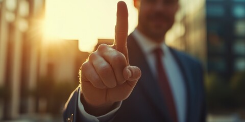 Business Professional Pointing at Screen with Confidence