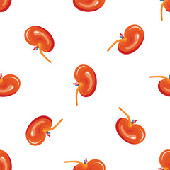 Seamless pattern featuring multiple illustrations of human kidneys, highlighting their role in filtration and fluid balance