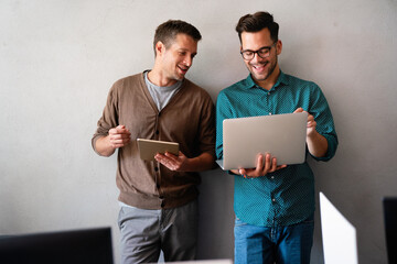 Programmers working in a software developing company office