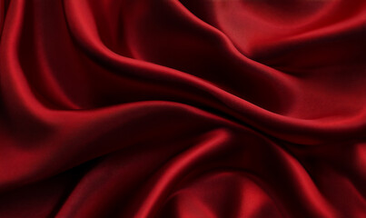 Obraz premium Background image of red satin sheets with swirls under a soft lighting for valentines day