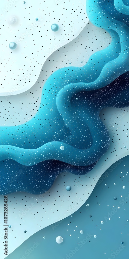 Poster a mesmerizing abstract design featuring flowing waves in varying shades of blue and white, creating 