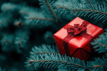 Empty of Christmas Blurred on Background. Blank Christmas. Gifts. Christmas Trees. Product Mockup. Copy space. with generative ai