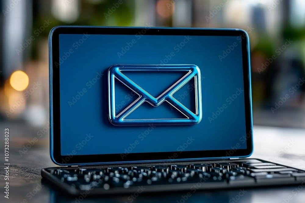Poster a close-up of a new email alert on a phone screen with a message preview and notification icon