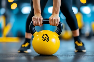 A close-up of hands gripping a kettlebell, showcasing strength and determination