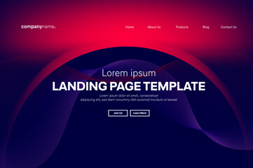 Abstract modern technology Landing page template, flowing line digital technology, smooth particle wave, big data techno design concept background wallpaper, Annual reports, flyer, poster, cover. EPS 