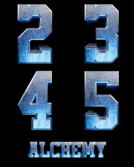 Alchemy Blue metal Alphabet 3D illustration