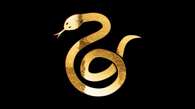 2025 snake gold glow loop animation, alpha channel