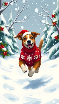 dog in santa claus hat