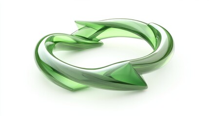 Naklejka premium arrow loop in green, isolated on white background