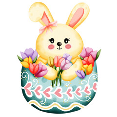 easter bunny with eggs