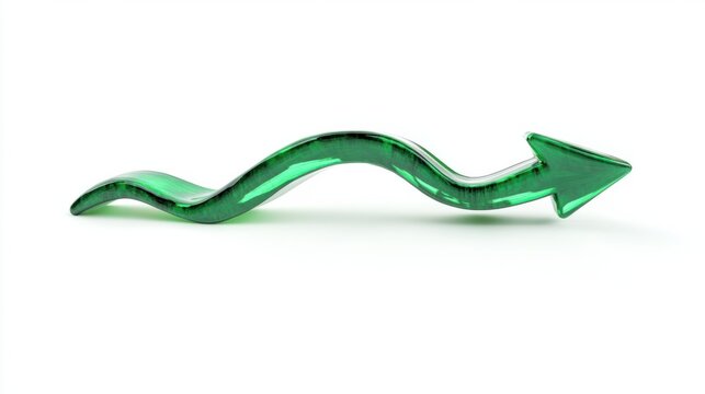 green arrow curving down, isolated on white, symbolizing decrease or downturn
