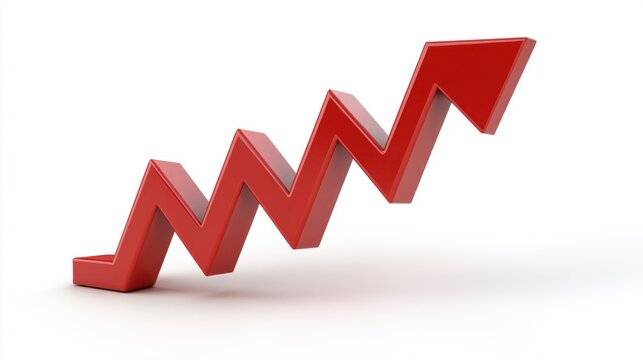 red arrow pointing downward, isolated on white, showing loss or decrease