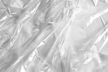 Obraz premium Photo of Crumpled sheet of polythene plastic wrap. Background texture for backdrops or mapping