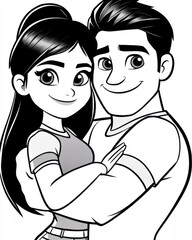 A Cheerful Couple Embraces Joyfully, Sharing a Moment of Love and Connection Together