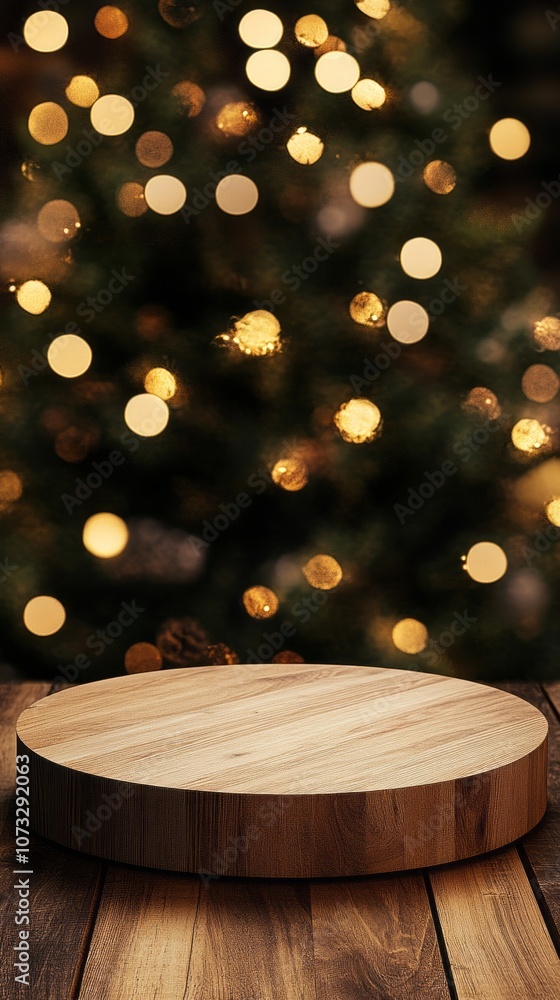 Aufkleber a wooden round table with a tree in the background