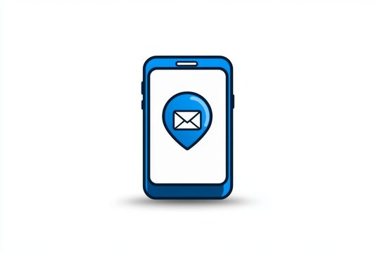blue smartphone with email location icon clip art preview