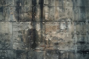 Obraz premium Photo of Old grey concrete bunker wall. Background texture for backdrops or mapping