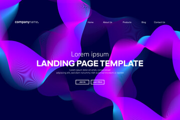 Abstract modern technology Landing page template, flowing line digital technology, smooth particle wave, big data techno design concept background wallpaper, Annual reports, flyer, poster, cover. EPS 