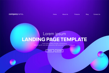 Abstract modern technology Landing page template, flowing line digital technology, smooth particle wave, big data techno design concept background wallpaper, Annual reports, flyer, poster, cover. EPS 