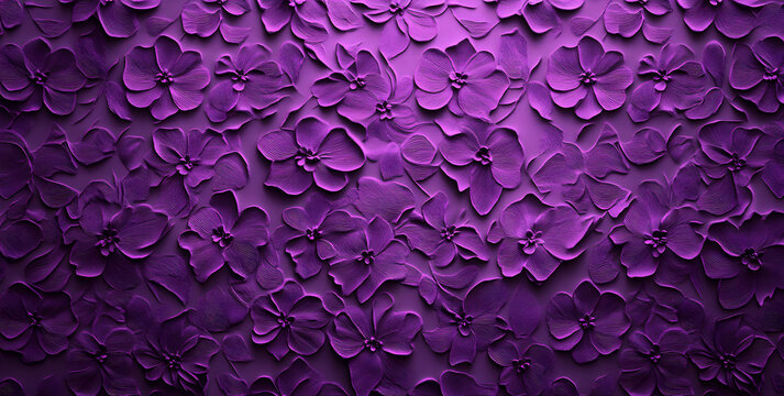 Wallpaper with purple flowers, one-tone purple pattern