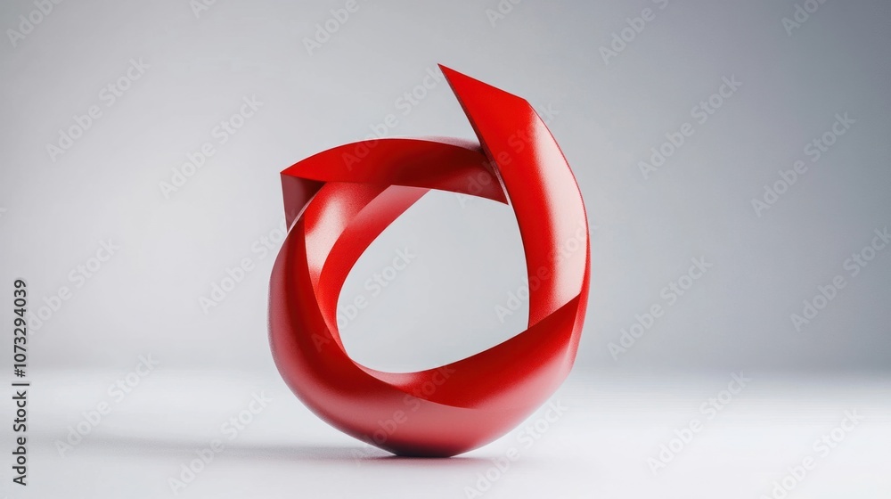 Poster red arrow loop, isolated on white, symbolizing process or repeat cycle