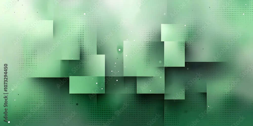 Poster A serene abstract composition featuring layered green shapes and subtle gradients, creating a calming and modern visual effect.