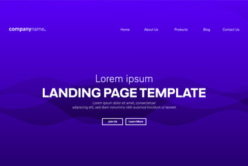 Obraz premium Abstract modern technology Landing page template, flowing line digital technology, smooth particle wave, big data techno design concept background wallpaper, Annual reports, flyer, poster, cover. EPS 