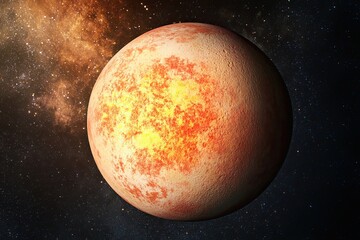 Naklejka premium super earth planet, realistic exoplanet, planet suitable for colonization, terrestrial planet.