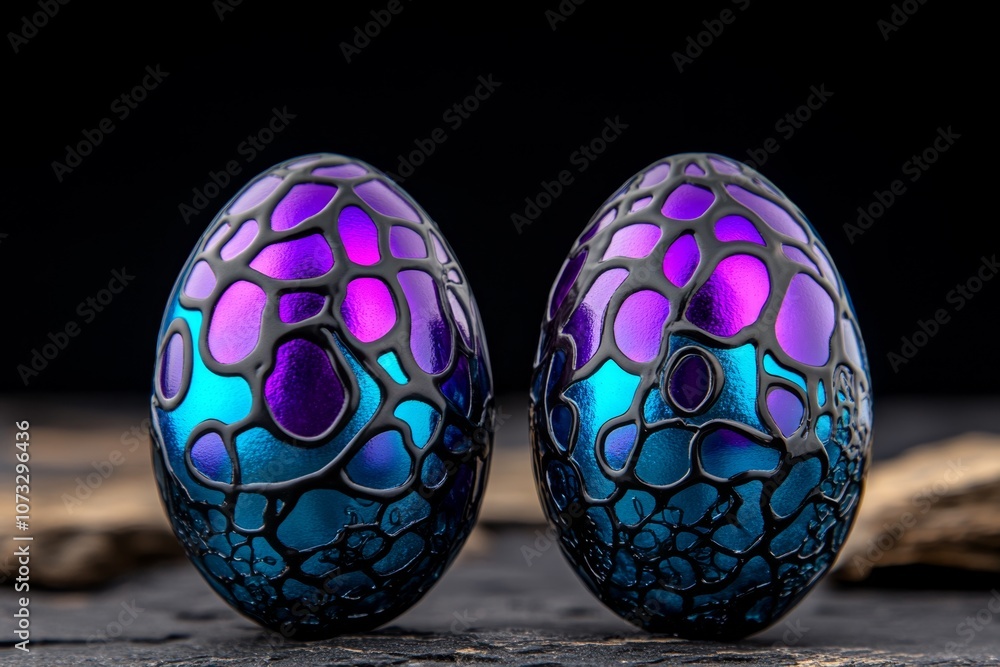 Poster gothic-style easter egg with dark lace patterns and deep, moody colors, set against a shadowy backgr