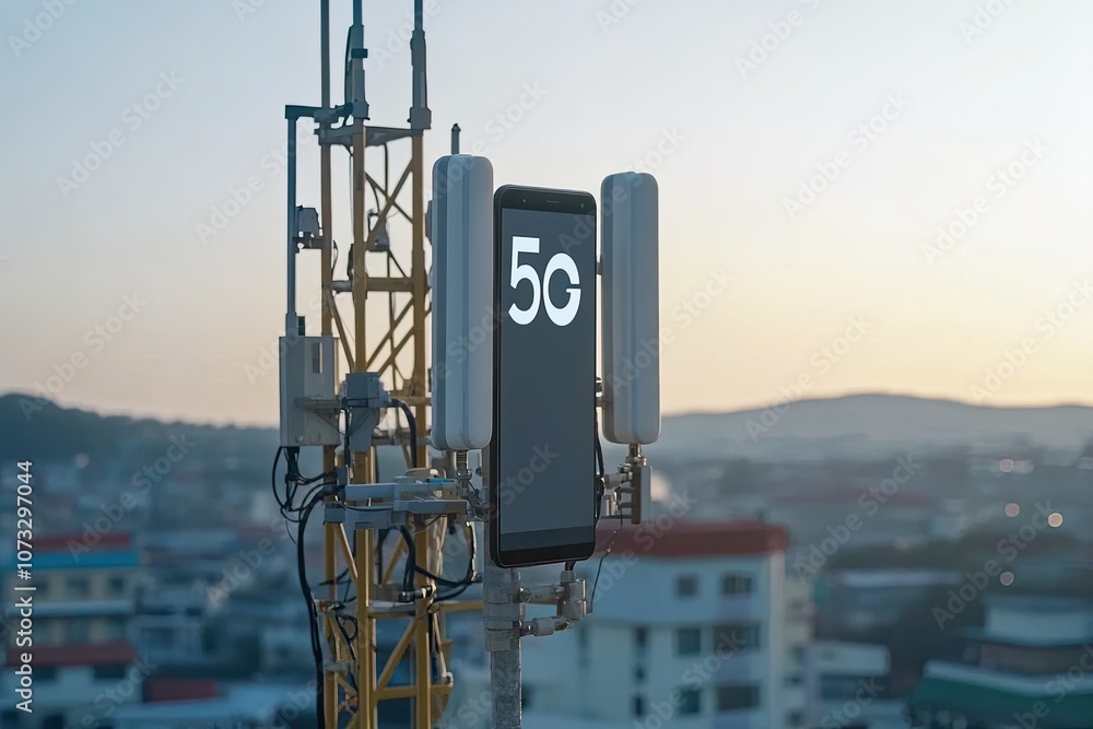 Poster the concept of connecting devices in the 5g network, a new wireless communication technology. the an