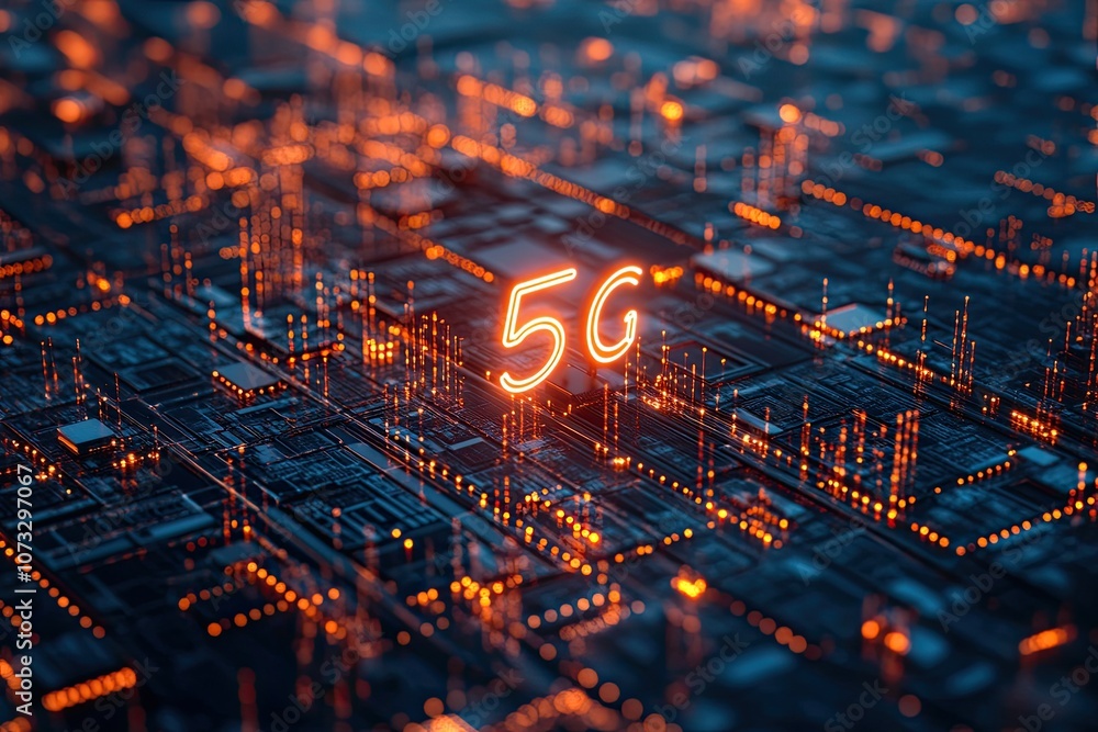 Poster the concept of connecting devices in the 5g network, a new wireless communication technology. the an