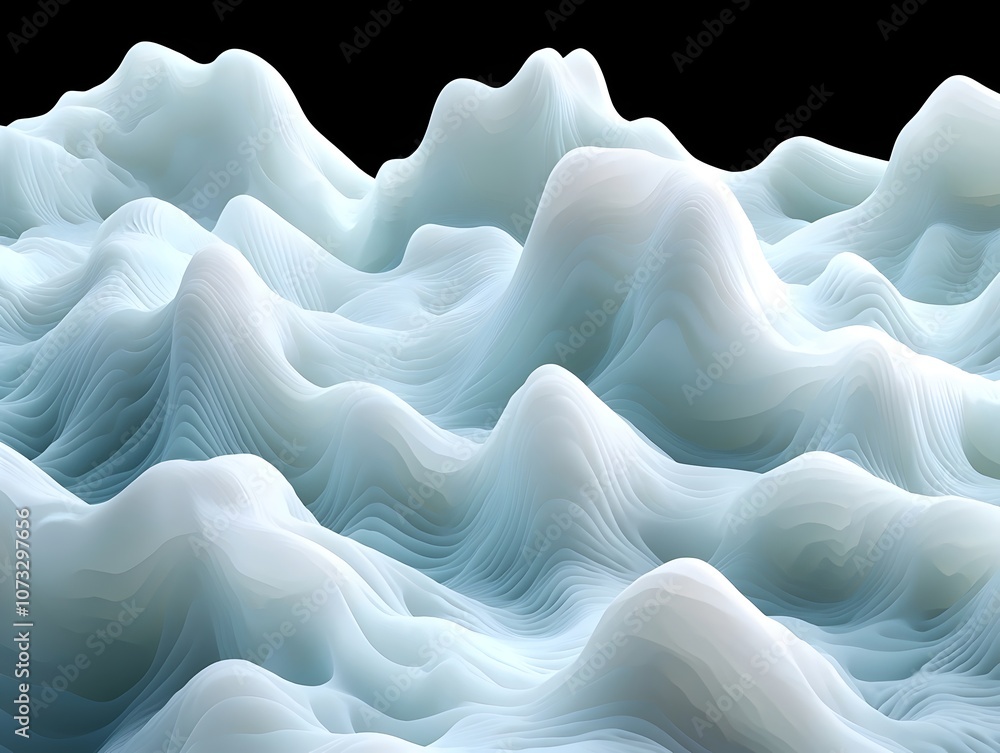 Poster a mesmerizing abstract representation of fluid shapes resembling gentle waves, created in soft shade