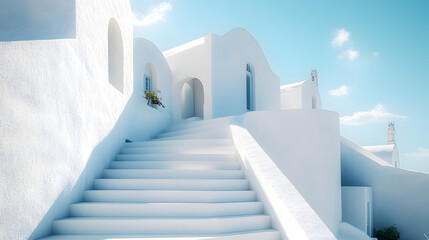 White architecture on Santorini island Greece Famous travel destination : Generative AI