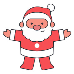 Santa Claus cute vector Christmas icon isolated on a white background.