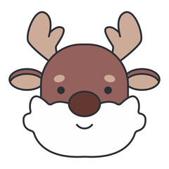 Christmas reindeer cute vector icon isolated on a white background.