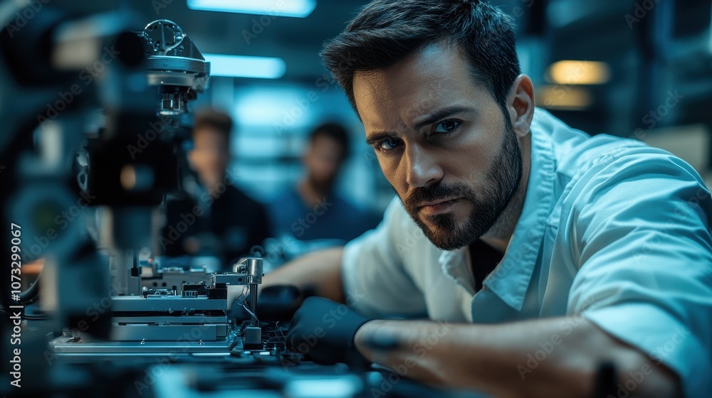 Aufkleber a focused engineer working on a complex machine. this image is perfect for illustrating articles abo