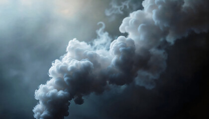 Naklejka premium A mesmerizing display of gray smoke swirling against a soft backdrop, evoking mystery and depth in the atmosphere. Perfect for creative projects or environmental topics.