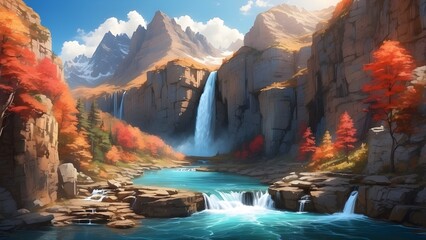 waterfall in the mountains